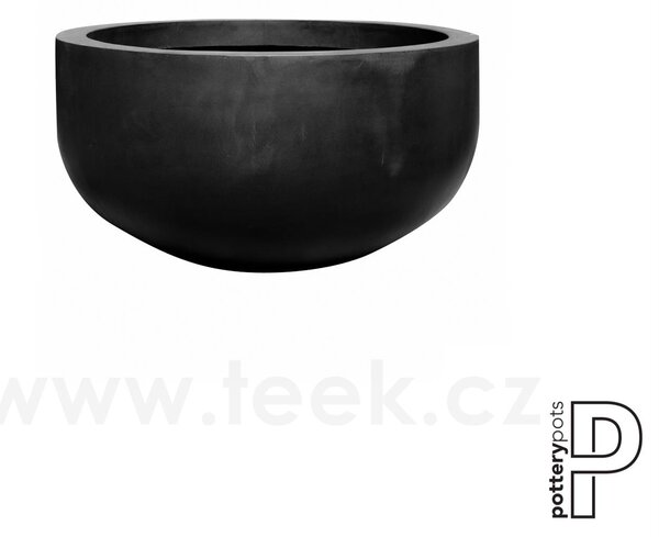 Pottery Pots Venkovní květináč kulatý City bowl S, Black (barva černá), kolekce Natural, kompozit Fiberstone, průměr 92 cm x v 50 cm, objem cca 269 l