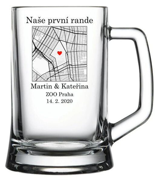 Personalizovaná pivní sklenice s mapou