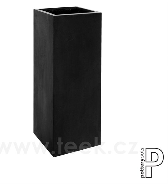 Pottery Pots Venkovní květináč obdélníkový Bouvy XXL, Black (barva černá), kolekce Natural, kompozit Fiberstone, d 50 cm x š 50 cm x v 120 cm, objem cca 300 l