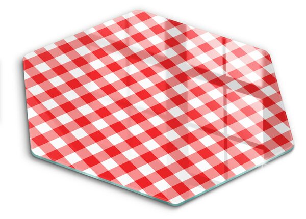 Skleněná deska do kuchyně Červeno-bílý kostkovaný vzor