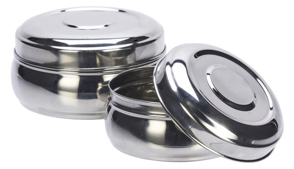 Kovová úložná dóza Stainless Steel – set 2 ks