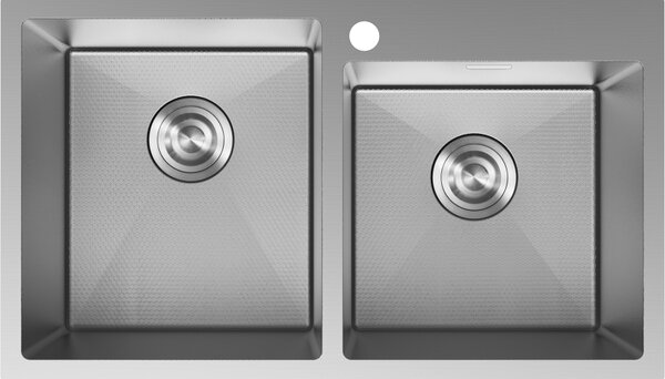 Mexen Xorin, 2-komorový nerezový dřez 780 x 450 mm, broušená ocel, vzor voština, 6441782000-01HC