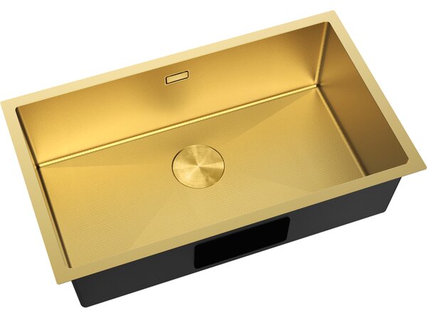 Mexen Trixo, 1-komorový nerezový dřez 750 x 440 mm, broušená zlatá, vzor voština, 6415751000-55HC