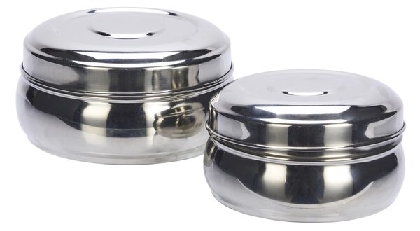 Kovová úložná dóza Stainless Steel – set 2 ks
