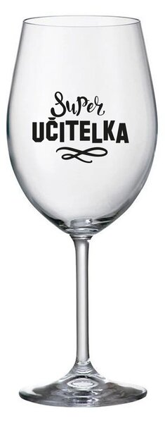 SUPER UČITELKA - čirá sklenice na víno 350 ml