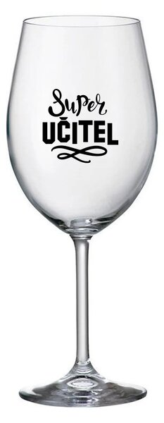 SUPER UČITEL - čirá sklenice na víno 350 ml