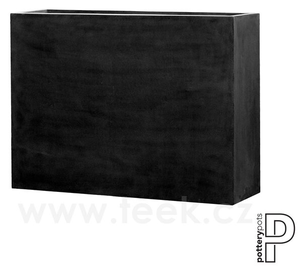 Pottery Pots Venkovní květináč obdélníkový Jort Slim L, Black (barva černá), kolekce Natural, kompozit Fiberstone, d 124 cm x š 33,5 cm x v 90 cm, objem cca 373 l