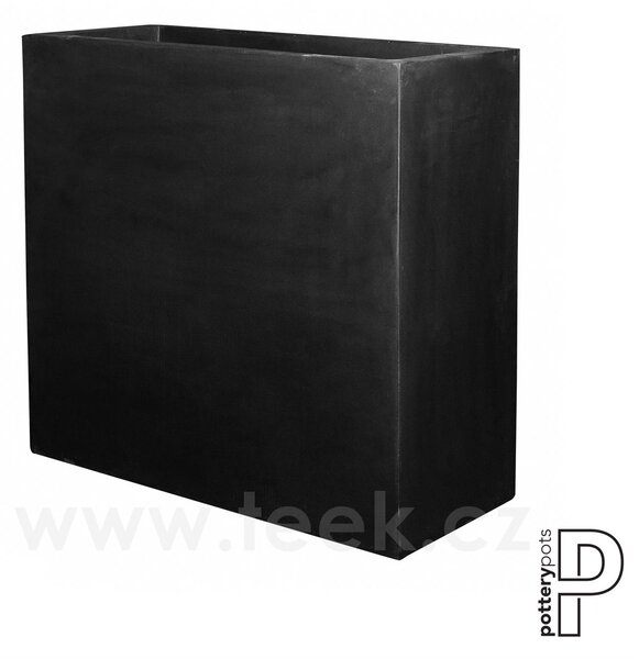 Pottery Pots Venkovní květináč obdélníkový Jort XL, Black (barva černá), kolekce Natural, kompozit Fiberstone, d 100 cm x š 45 cm x v 100 cm, objem cca 441 l