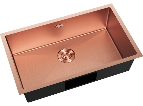 Mexen Trixo, 1-komorový nerezový dřez 750 x 440 mm, broušená měď, vzor voština, 6415751000-65HC