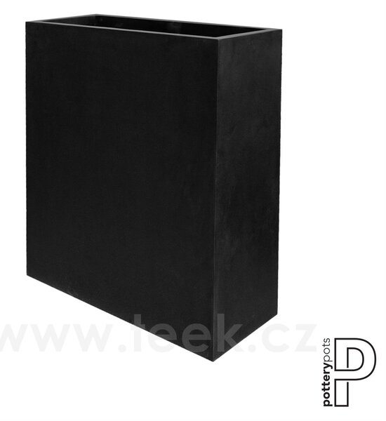 Pottery Pots Venkovní květináč obdélníkový Jort Slim high XL, Black (barva černá), kolekce Natural, kompozit Fiberstone, d 91 cm x š 36 cm x v 102 cm, objem cca 334 l