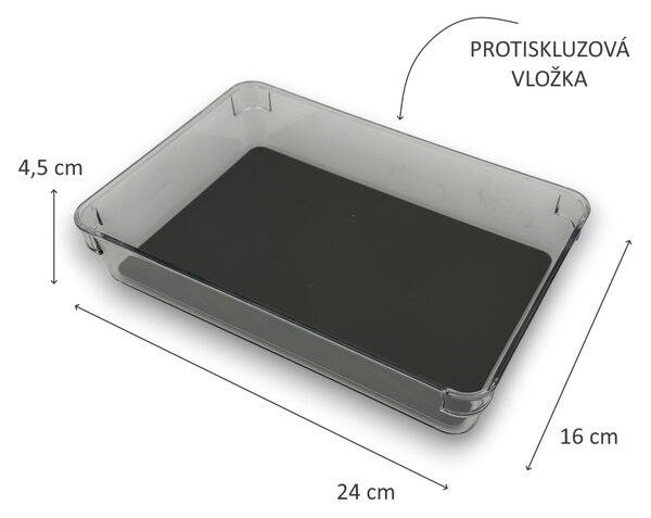 Orion Organizér do šuplíku kuchyně i koupelny, příborník GREY 24 x 16 x 5 cm