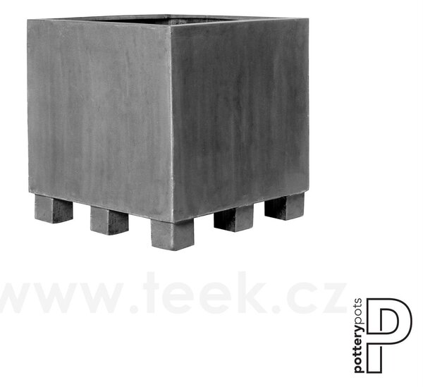 Pottery Pots Venkovní květináč čtvercový Jumbo M (feet), Grey (barva šedá), kolekce Natural, kompozit Fiberstone, d 70 cm x š 70 cm x v 70 cm, objem cca 294 l