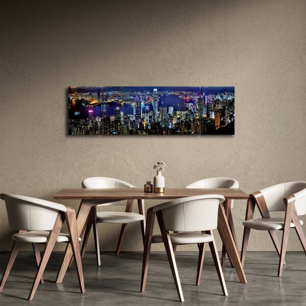 Obraz nočního města (170x50 cm)