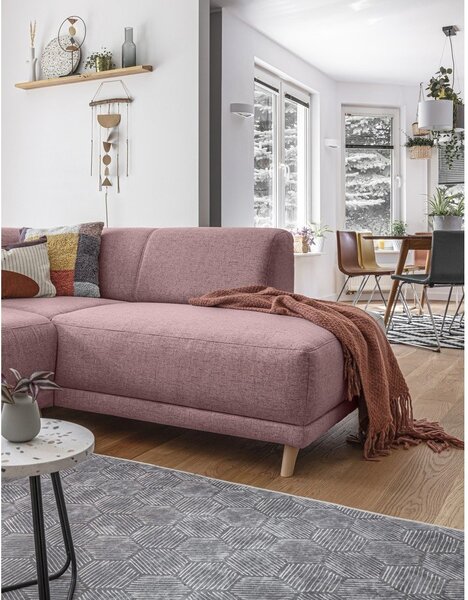 Růžová rozkládací/s úložným prostorem rohová pohovka (pravý roh/do L) Classy Sophie – Miuform