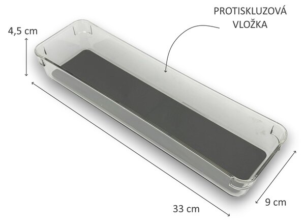 Orion Organizér do šuplíku kuchyně i koupelny, příborník GREY 33 x 9 x 5 cm