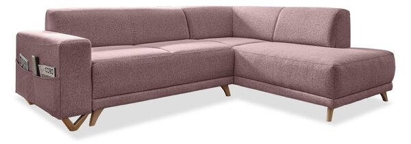 Růžová rozkládací/s úložným prostorem rohová pohovka (pravý roh/do L) Classy Sophie – Miuform