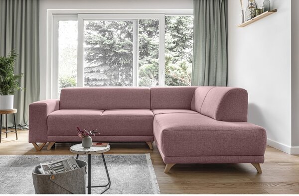 Růžová rozkládací/s úložným prostorem rohová pohovka (pravý roh/do L) Classy Sophie – Miuform