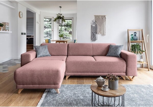 Růžová rozkládací/s úložným prostorem rohová pohovka Classy Sophie – Miuform