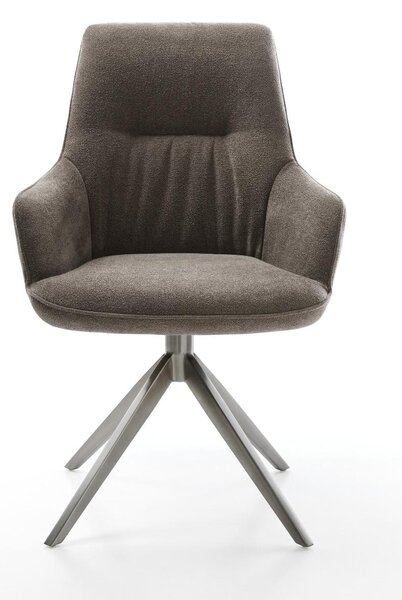 DELIFE Jídelní židle Zelia-Flex s područkami potahová látka Měkký taupe široká křížová podnož grafit otočná o 360° houpací funkce taštičkové pružiny