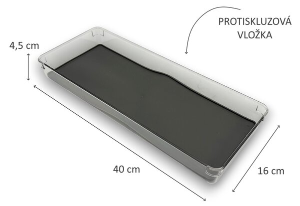 Orion Organizér do šuplíku kuchyně i koupelny, příborník GREY 40 x 16 x 5 cm