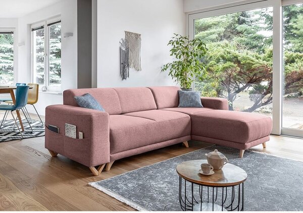 Růžová rozkládací/s úložným prostorem rohová pohovka Classy Sophie – Miuform