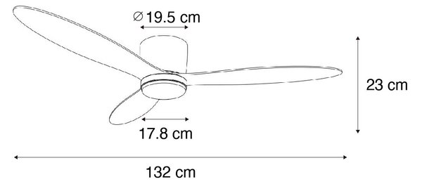 Stropní ventilátor bílý 132 cm vč. LED stmívatelný s dálkovým ovládáním - Sofio
