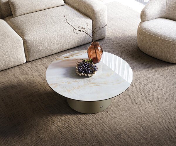 DELIFE Konferenční stolek Edge kulatý 90×90 cm keramika Onyx Pearl Borna Titanová barva