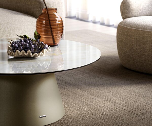 DELIFE Konferenční stolek Edge kulatý 90×90 cm keramika Onyx Pearl Borna Titanová barva