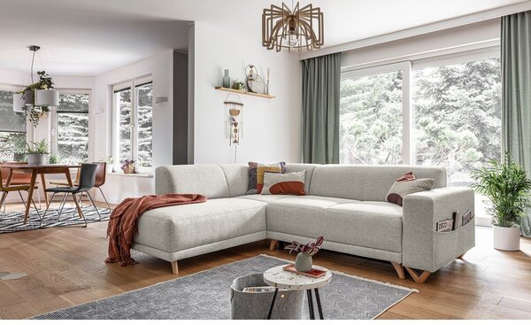 Béžová rozkládací/s úložným prostorem rohová pohovka (levý roh/do L) Classy Sophie – Miuform