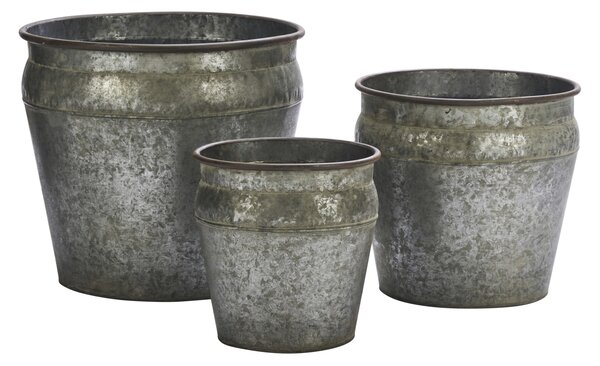 Kovový obal na květiny Round Galvanized L