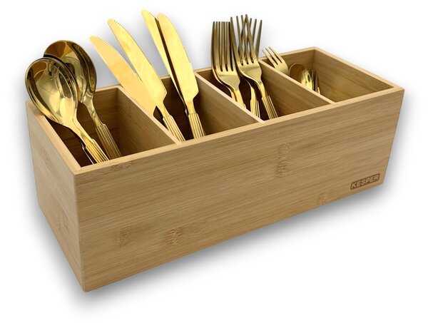 Kesper Stojan na příbory, make-up, stůl se 4 přihrádkami, bambus, ELA, 35x12x14