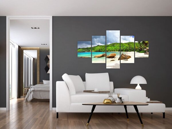 Obraz - Seychely, pláž Takamaka (125x70 cm)