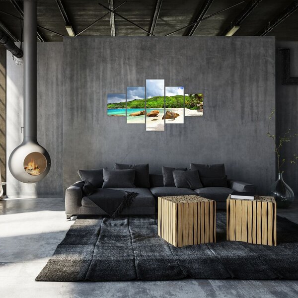 Obraz - Seychely, pláž Takamaka (125x70 cm)