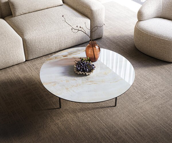 DELIFE Konferenční stolek Edge kulatý 100×100 cm keramika Onyx Pearl Trive kov černá