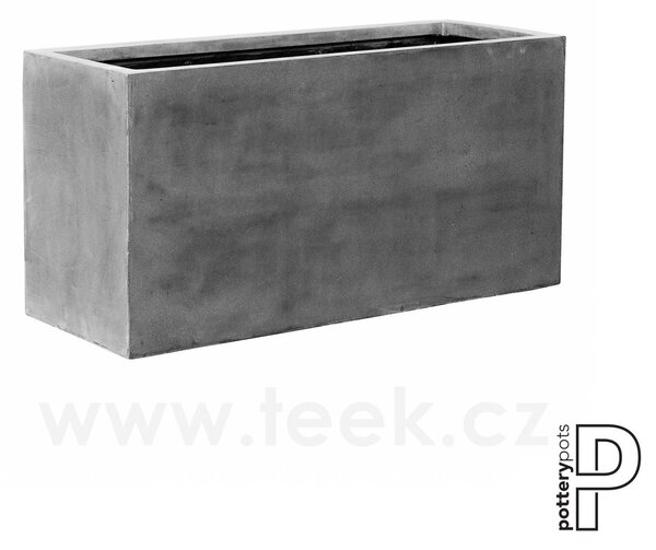 Pottery Pots Venkovní květináč obdélníkový Jumbo Jort L, Grey (barva šedá), kolekce Natural, kompozit Fiberstone, d 120 cm x š 45 cm x v 60 cm, objem cca 324 l