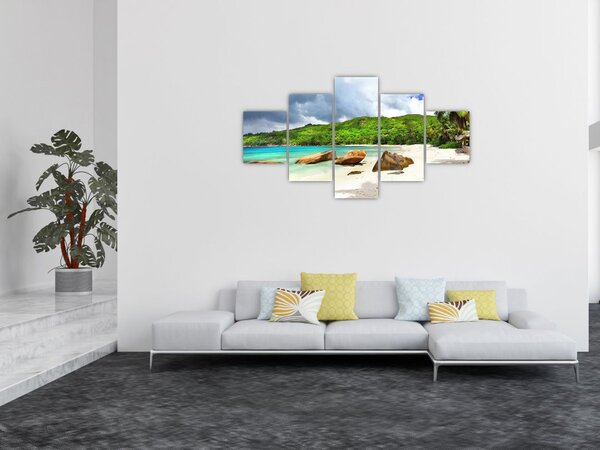 Obraz - Seychely, pláž Takamaka (125x70 cm)