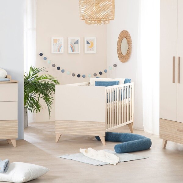 Béžová postýlka s nastavitelnou výškou 70x140 cm Sidney – Roba