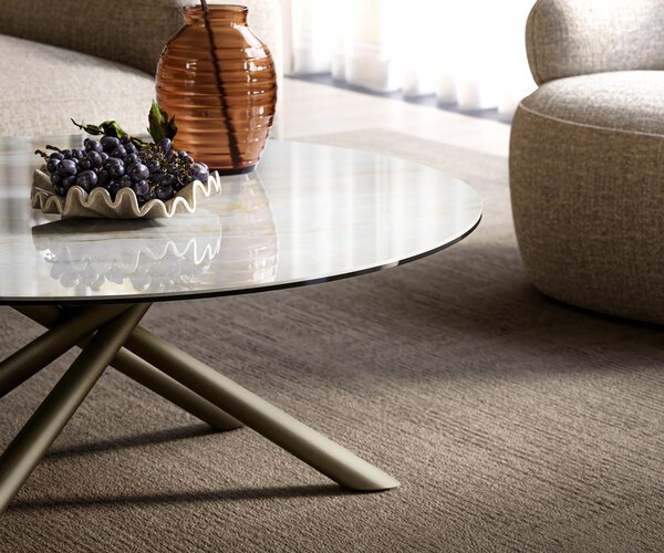 DELIFE Konferenční stolek Edge kulatý 100×100 cm keramika Onyx Pearl Sarity kov titanová barva