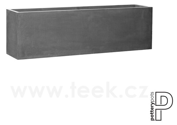 Pottery Pots Venkovní květináč obdélníkový Jumbo Jort L Extended, Grey (barva šedá), kolekce Natural, kompozit Fiberstone, d 200 cm x š 45 cm x v 60 cm, objem cca 540 l