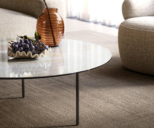DELIFE Konferenční stolek Edge kulatý 100×100 cm keramika Onyx Pearl Trive kov černá