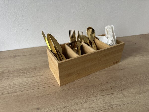 Kesper Stojan na příbory, make-up, stůl se 4 přihrádkami, bambus, ELA, 35x12x14
