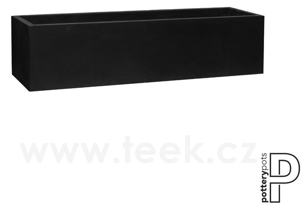 Pottery Pots Venkovní květináč obdélníkový Jumbo Jort M Extended, Black (barva černá), kolekce Natural, kompozit Fiberstone, d 200 cm x š 60 cm x v 50 cm, objem cca 600 l