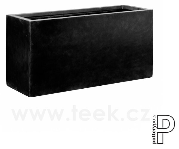 Pottery Pots Venkovní květináč obdélníkový Jumbo Jort XL, Black (barva černá), kolekce Natural, kompozit Fiberstone, d 150 cm x š 60 cm x v 75 cm, objem cca 675 l