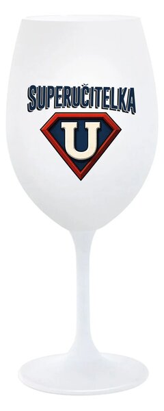 SUPERUČITELKA (ZNAK) - bílá sklenice na víno 350 ml
