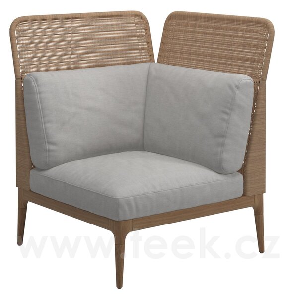 Gloster Rohový/ukončovací levostranný díl s vysokými zády Lima, Gloster, 88x88x108 cm, rám teak, výplet umělý ratan barva wheat, sedáky kat. B barva dle vzorníku