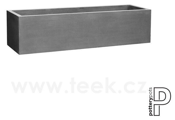Pottery Pots Venkovní květináč obdélníkový Jumbo Jort M Extended, Grey (barva šedá), kolekce Natural, kompozit Fiberstone, d 200 cm x š 60 cm x v 50 cm, objem cca 600 l