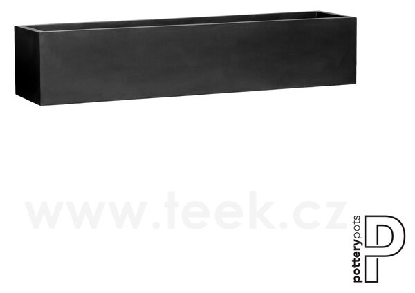 Pottery Pots Venkovní květináč obdélníkový Jumbo Jort S Extended, Black (barva černá), kolekce Natural, kompozit Fiberstone, d 200 cm x š 45 cm x v 40 cm, objem cca 360 l