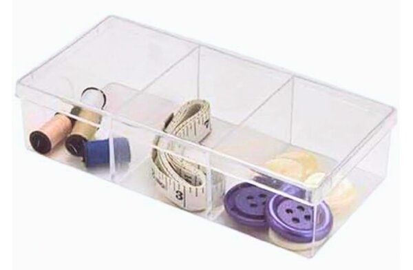 Arte Regal Organizér na drobnosti, 3 přihrádky, s víkem, transparentní CURAPROX, 20x7x4