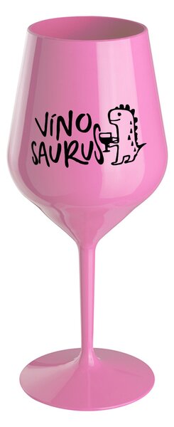 VÍNOSAURUS - světle růžová nerozbitná sklenice na víno 470 ml