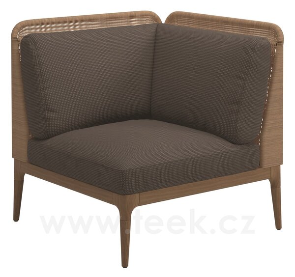 Gloster Rohový/ukončovací levostranný díl s nízkými zády Lima, Gloster, 81x81x78 cm, rám teak, výplet umělý ratan barva wheat, sedáky kat. B barva dle vzorníku